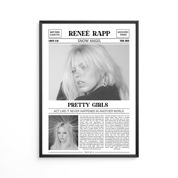Renee Rapp Retro Krant Print / Mooie Meisjes Poster / Songtekst Print / Snow Angel Poster / Renee Rapp Merch / Muziek Cadeau