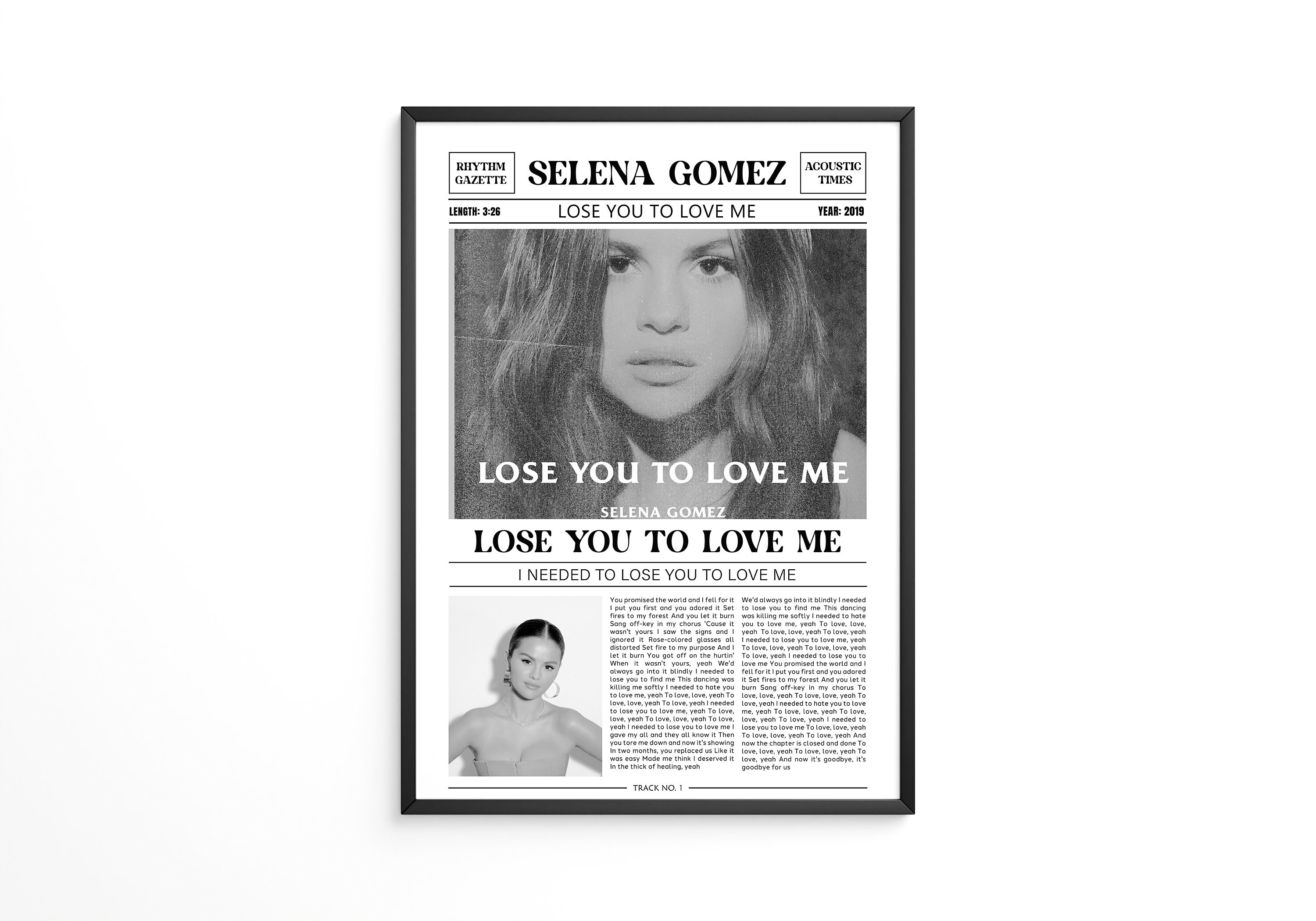 Selena Como La Flor Black Heart Song Lyric Print