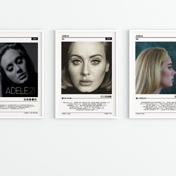 Adele - 21, 25, 30 Album Set Poster / Album Cover Poster / Musik Geschenk / Musik Wand Dekor / Album Art