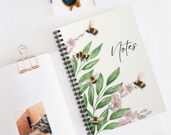 Custom Spiral Notebook - Flowers and Bees