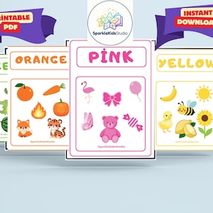 Farbe Karteikarten für Kleinkinder | Vorschule Druckbare PDF | 10 Farb-Lernkarten Set