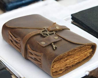 Personalized Leather Journal | Handmade Deckle Edge Paper Sketchbook