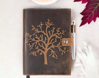 A4 Refillable Tree of Life Leather Journal Notebook Handmade Sketchbook