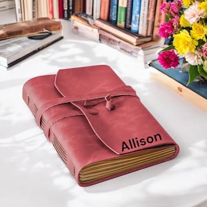 Personalized Leather Journal with Name –Engraved  Handmade Writing Notebook, Lined Travel Diary Gift for Men Women Custom Leather Book