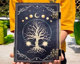 Extra large Leather Journal -  Tree of Life Grimoire journal for Gifts Writing Handmade Notebook Christmas gift for him Five Diffrent Design