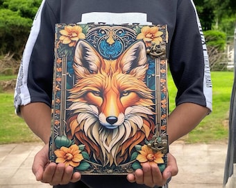 Extra Large Howling Wolf Leather Journal – Antique Deckle Edge Paper