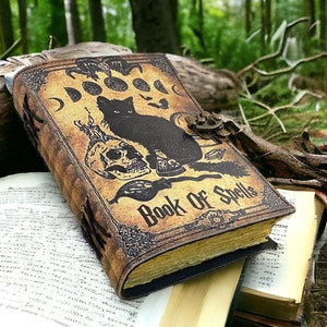 Libro degli incantesimi vuoto delle ombre Grimorio Diario Gatto magico Stampato Forniture per stregoneria Taccuino per strega Wicca Carta da pacchi fatta a mano Ottimi regali
