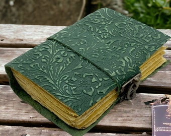 Vintage Leather Journal, Floral Notebook, Handmade Diary, Personalized Gift Book