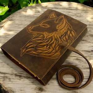 400 pagine - Grimoire Fox Diario in pelle goffrata Libro degli incantesimi vuoto delle ombre - Diario di carta vintage fatto a mano per regali