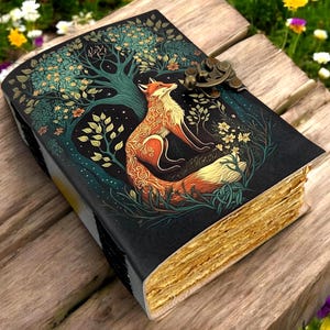 Diario in pelle di volpe di 400 pagine - Libro delle ombre fatto a mano, libro degli incantesimi vuoto della foresta