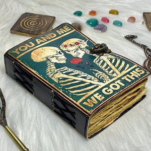 Book of Spells Grimoire Printed Journal The skull Tarot Notebook Spiral Gothic Notebook Skull lover Antique Journals gifts for him her