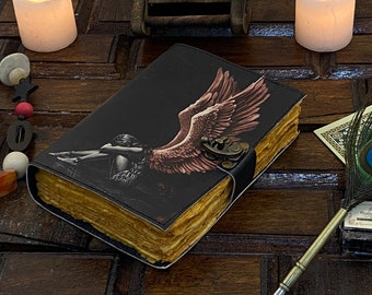 Grimoire Handmade Leather journal blank spell book of shadows Witchcraft Notebook