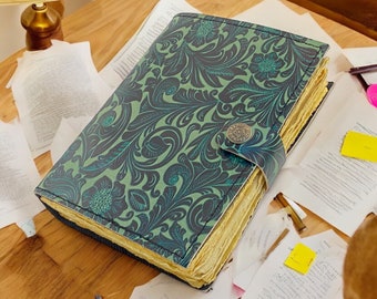 handmade Leather Journal - Vintage Deckle Edge Paper Bound Journal - Book of Shadows Journal - Leather Sketchbook - Writing journal