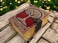 400 Page Large Grimoire leather journal, Print Tree of Life Journal, Blank spell book book of shadows Leather Celestial Gifts For Him Her product logo