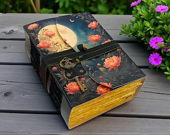 Diario floral lunar, cuaderno celestial, diario botánico, regalo estilo cottagecore para ella.