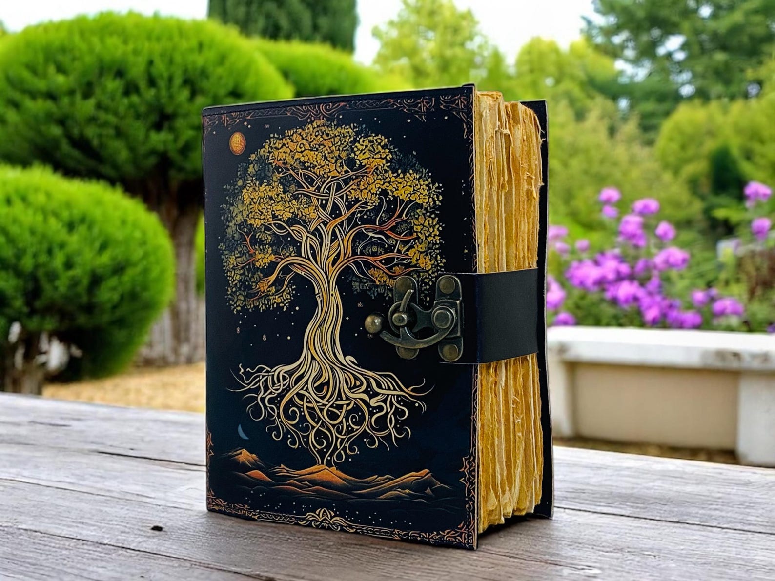 400 Page Large Grimoire Leather Journal, Print Tree of Life Journal ...