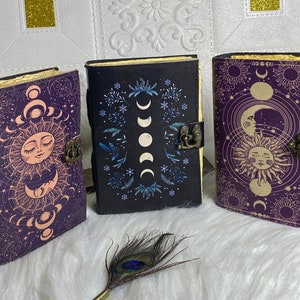 Sun & Moon Leather Journal Set: Handmade Grimoire With Deckle Edge ...