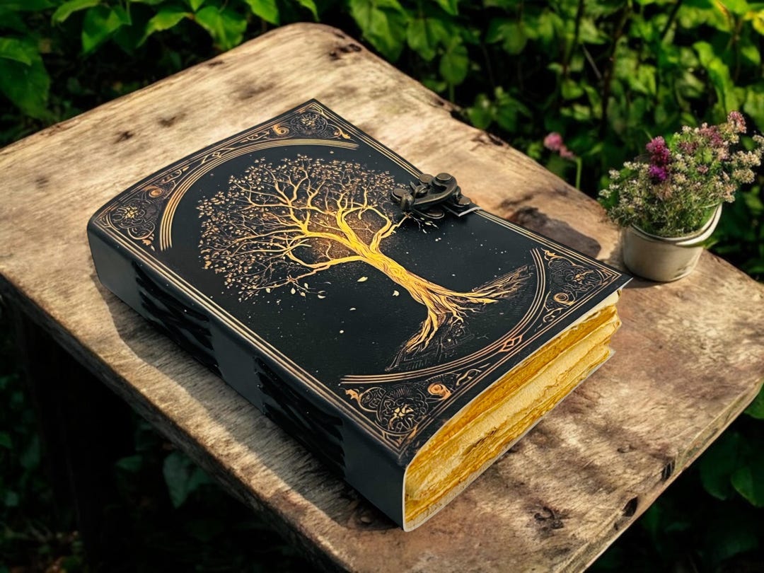 Handmade Tree of Life Leather Grimoire Journal – Vintage Celestial ...