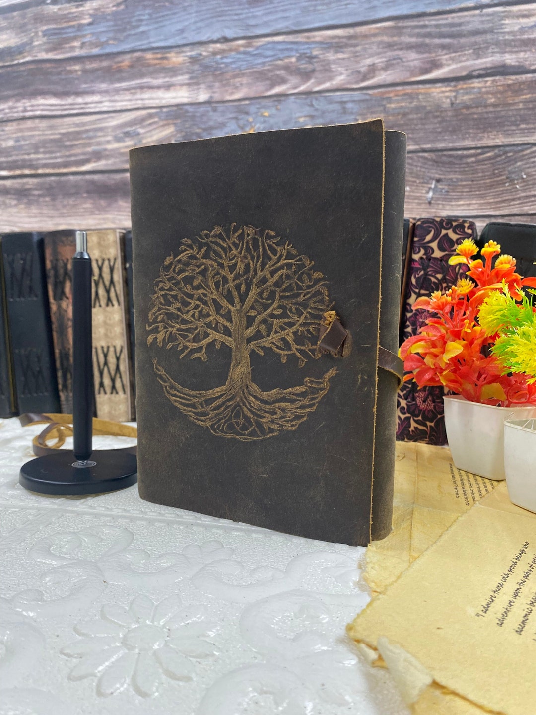 Tree of Life Leather Journal: Handmade Grimoire Spell Book - Etsy