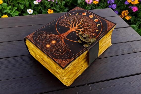 400 Page Large Grimoire Tree of Life Leather journal For Women, Handmade Vintage Notebook Sketchbook Junk journal, Gift For Him Her,