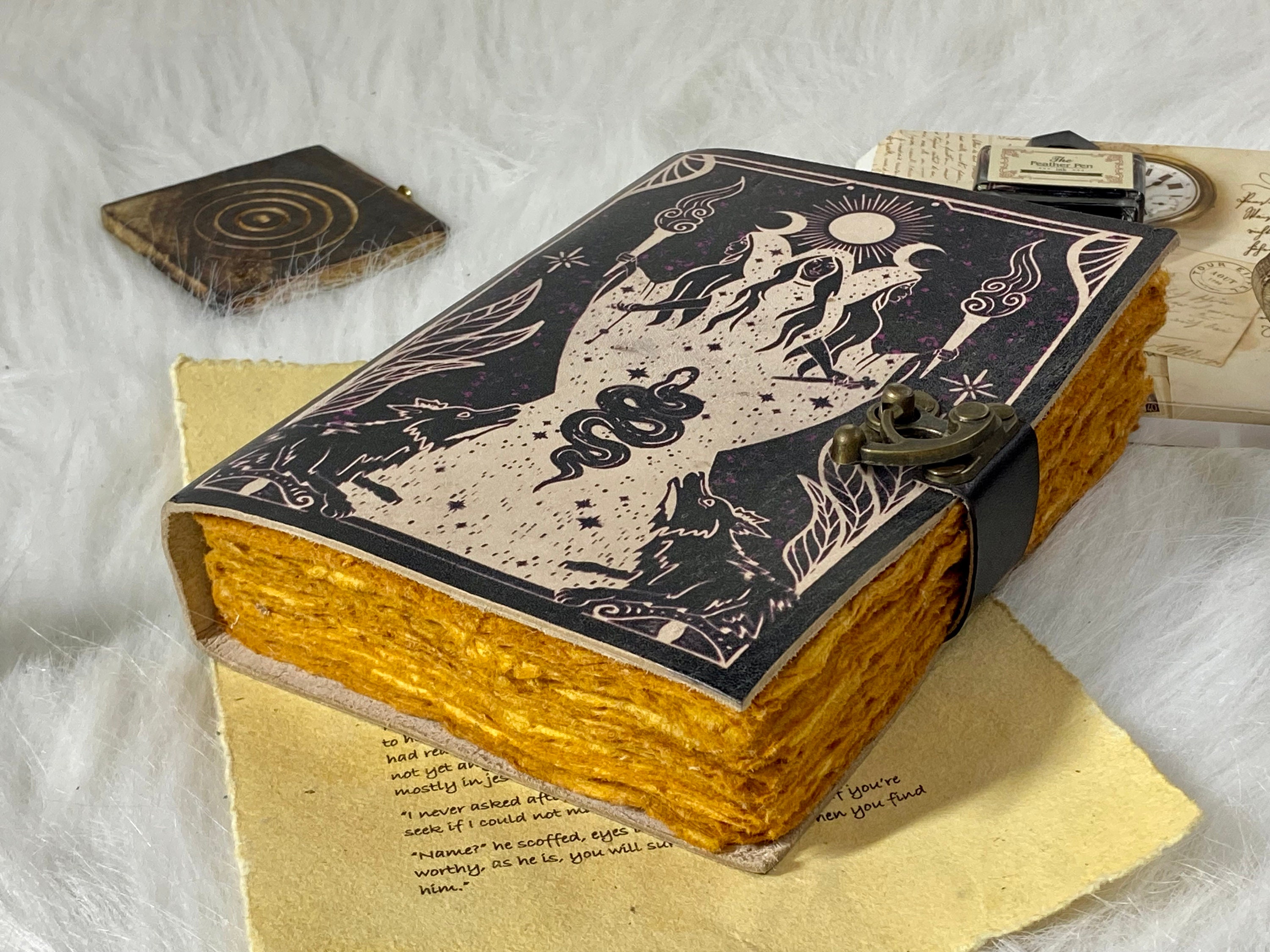Celtic Cat Leather Journal Blank Spell Book Of Shadows Gift For Him Her - View #4