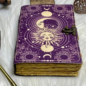 Sun & Moon Leather Journal Set: Handmade Grimoire With Deckle Edge ...