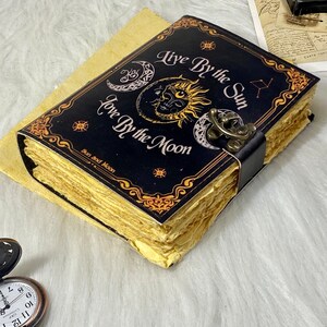 Sun and Moon Vintage Leather Journal With Deckle Edge Paper Handmade ...