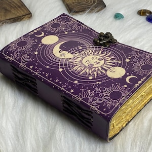 Sun & Moon Leather Journal Set: Handmade Grimoire With Deckle Edge ...