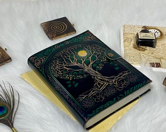 Tree of Life Leather Journal: Refillable Grimoire Notebook
