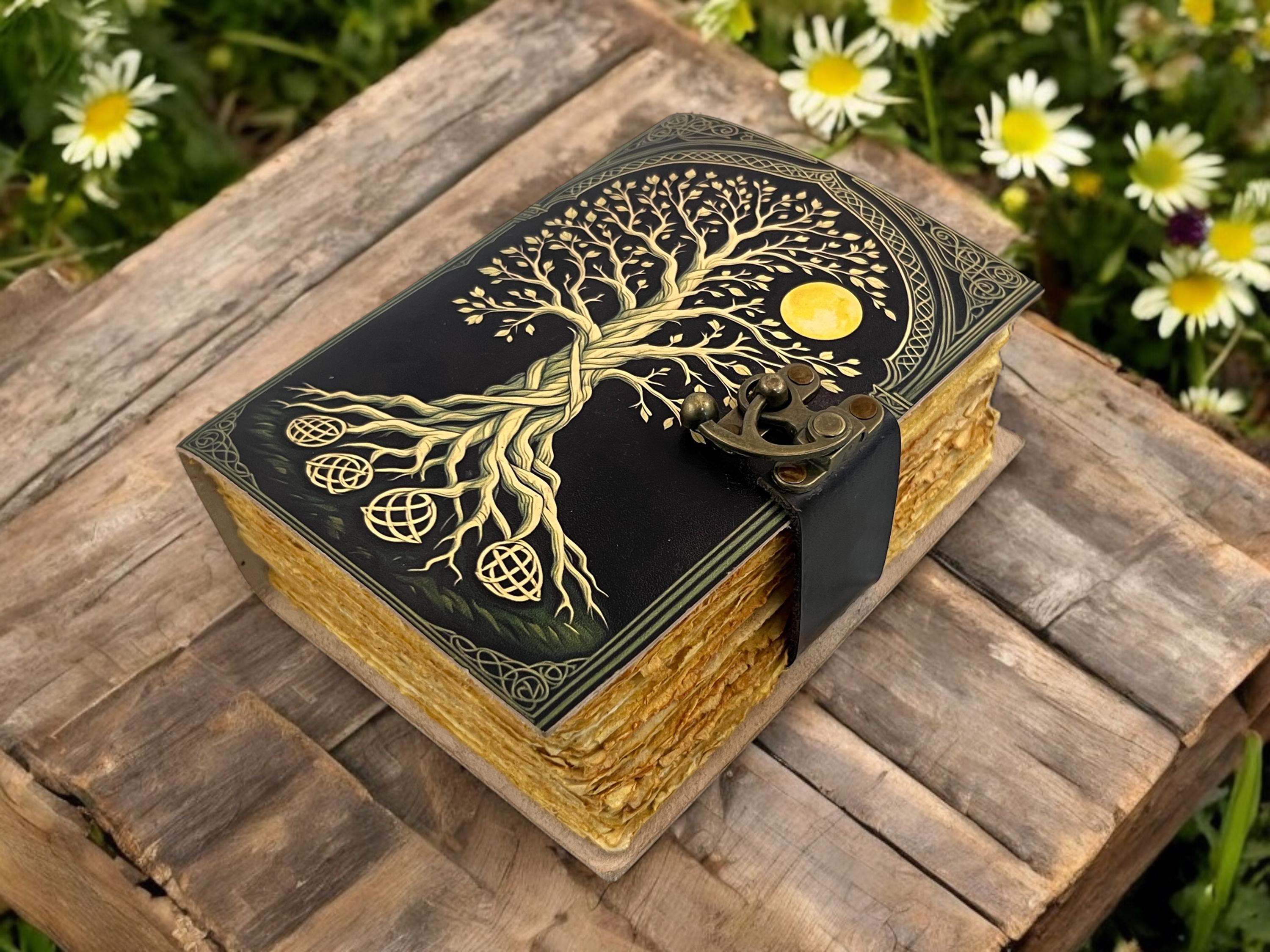 Celestial Tree of Life Leather Journal – 400 Pages Blank Grimoire ...
