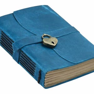 Personalized Heart Lock | Handmade Leather Notebook | Custom Engraved Journal, Cute Women Diary, Lined Journal Gift for Her image 11