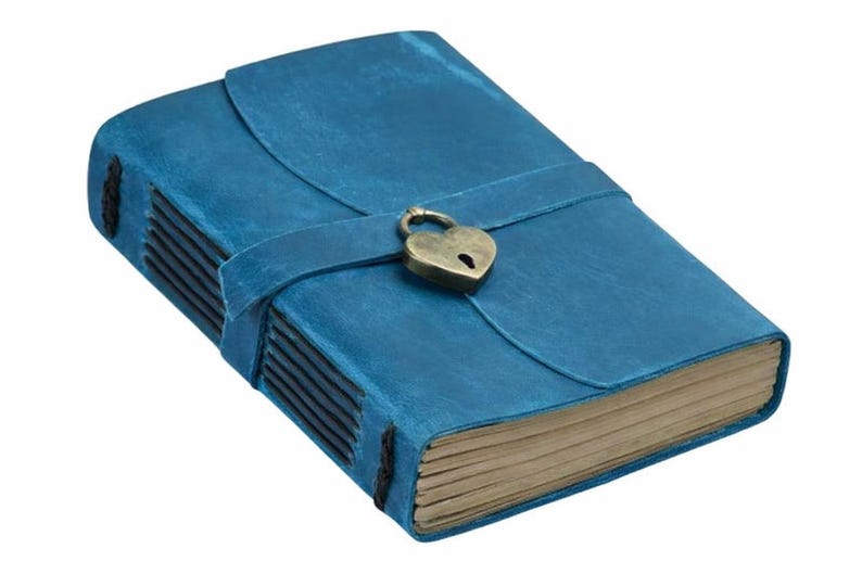 Personalized Heart Lock | Handmade Leather Notebook | Custom Engraved Journal, Cute Women Diary, Lined Journal Gift for Her image 11