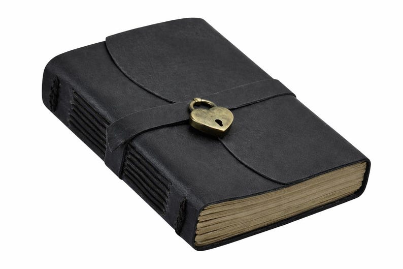 Personalized Heart Lock | Handmade Leather Notebook | Custom Engraved Journal, Cute Women Diary, Lined Journal Gift for Her image 10