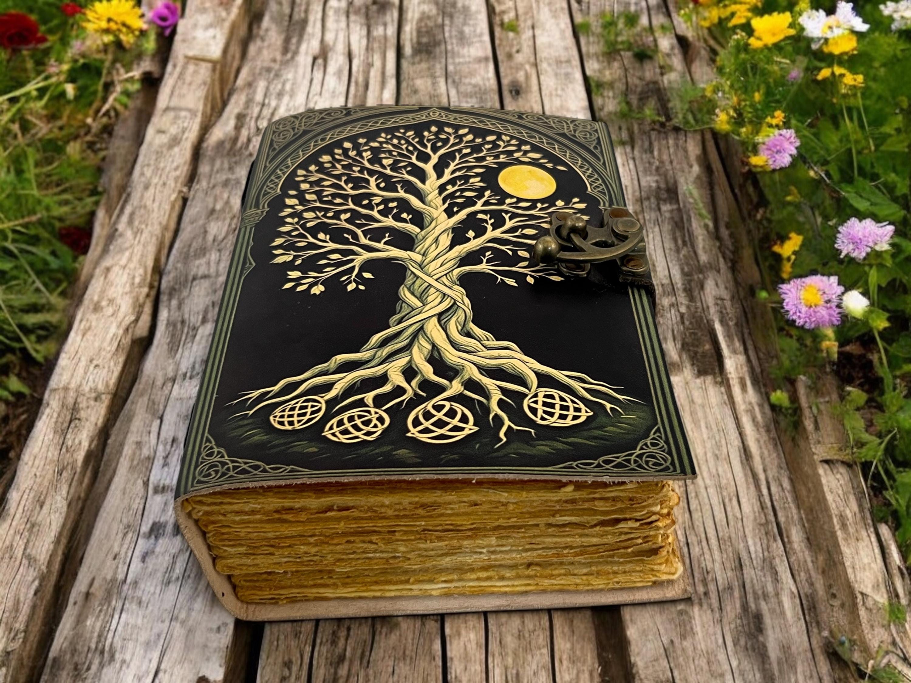 Celestial Tree of Life Leather Journal – 400 Pages Blank Grimoire ...