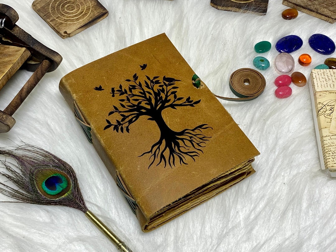 Vintage Leather Journal: Handmade Tree of Life Deckle Edge Paper - Etsy