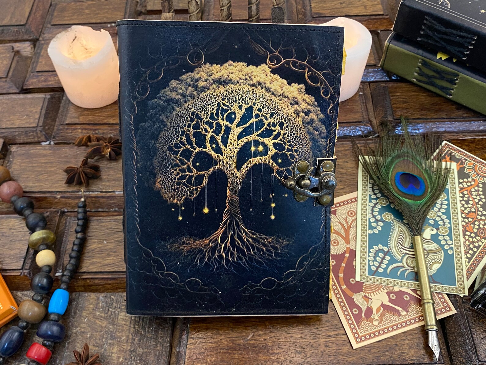 Tree of Life Leather Grimoire Journal, Vintage Book of Shadows ...