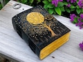 400 Page Celestial Tree of Life Leather Journal |  Handmade Grimoire Moon Spell Book | Antique lock Closure | Christmas Gifts for Him & her product logo