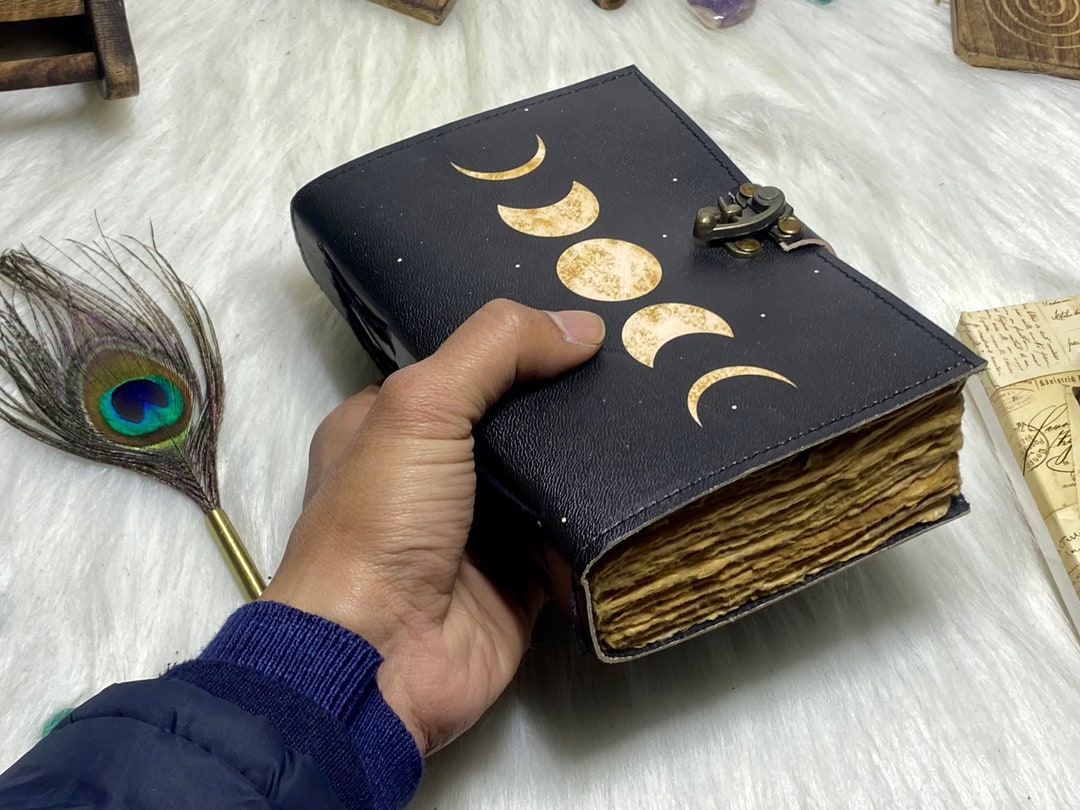 Blank Spell Book of Shadows Grimoire Journal Moon Phase Vintage Journal ...