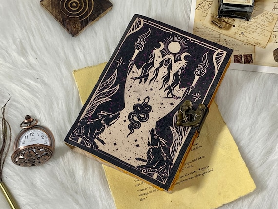 Celtic Cat Leather Journal Blank Spell Book Of Shadows Gift For Him Her - View #8