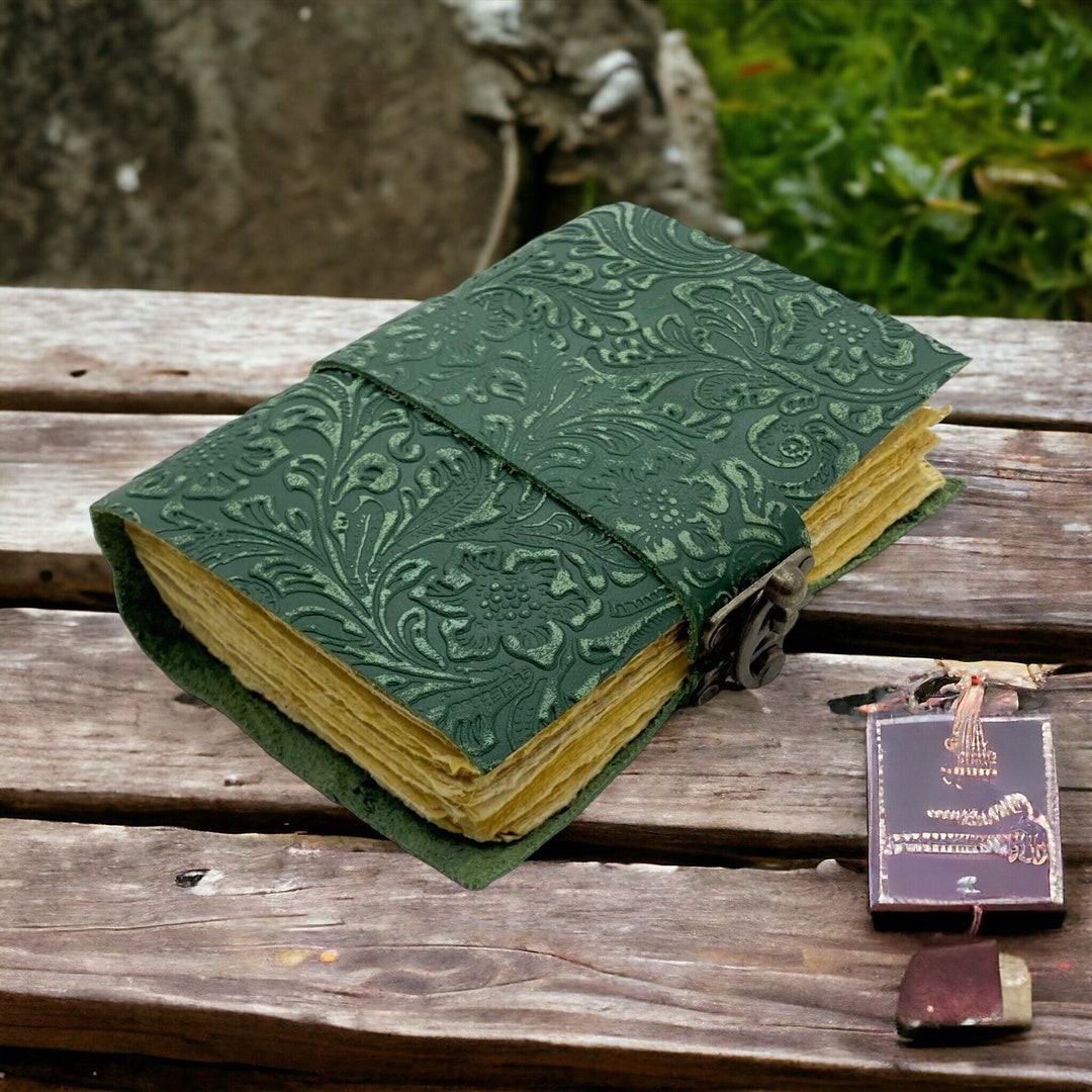 Tree Of Life Leather Journal | Embossed Handmade Sketchbook With Brass Lock