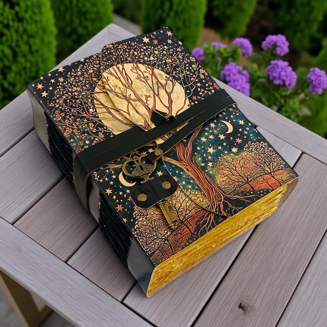 Handmade Tree of Life Journal | 200-400 Page Grimoire Notebook | Moon ...