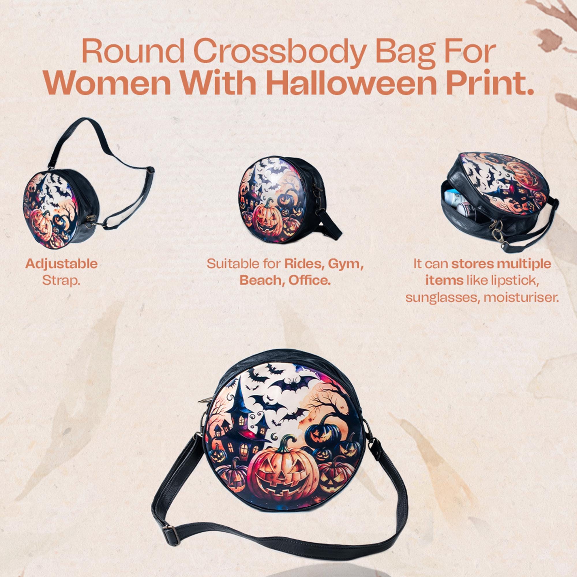 Pumpkin Halloween Round Bags, Halloween, Pumpkin,witchy Bag  display picture 2