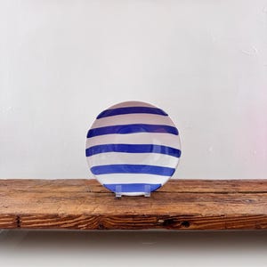 Handmade blue ceramic deep plate