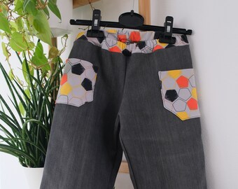 children's pants size 104 upcycling jeans grey, handmade, unique