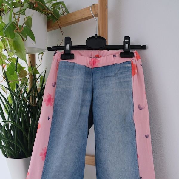 Pantalón infantil talla 86, upcycling blue jeans, hecho a mano, único