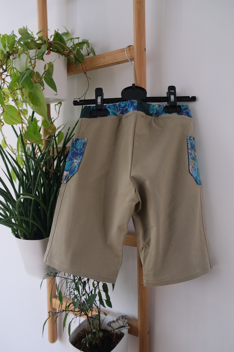 Children's pants size 98 length 3/4, upcycling jeans sand/beige, handmade, unique image 2