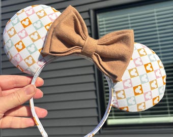 Fall Checkered Ear, Minnie Ears, Mickey Ears, Retro, Disney World, Disneyland, Disney Bound, Checkered, Magic Kingdom, Autumn, Mouse Ears