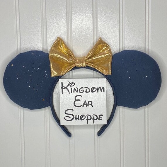 Disney Glittering Gold Ears with Navy Bow Minnie Military Headband Navy Disney Ear Patriotic Mouse  main image 4