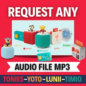 Demander un fichier audio préféré pour Yoto et Tonies, des chansons et des voix pour Tony Creative et une carte Yoto, des chansons pour enfants, des fichiers mp3 pour des enfants, des fichiers audio pour enfants