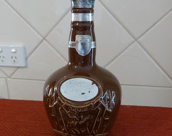 Royal Salute Brown Chivas Brothers Ceramic Whisky Liquor Bottle Empty Spode Pottery